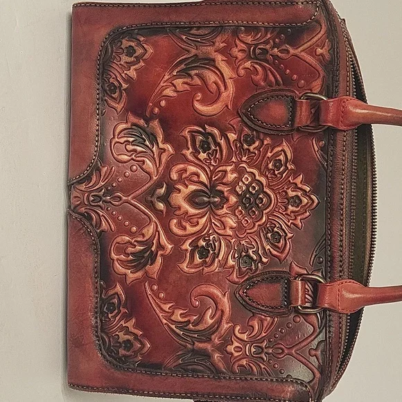 Handbag Aphison red tooled leather - Picture 7 of 7